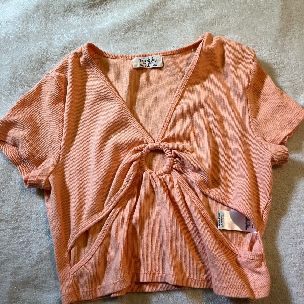 Coral Side-cut Crop Top